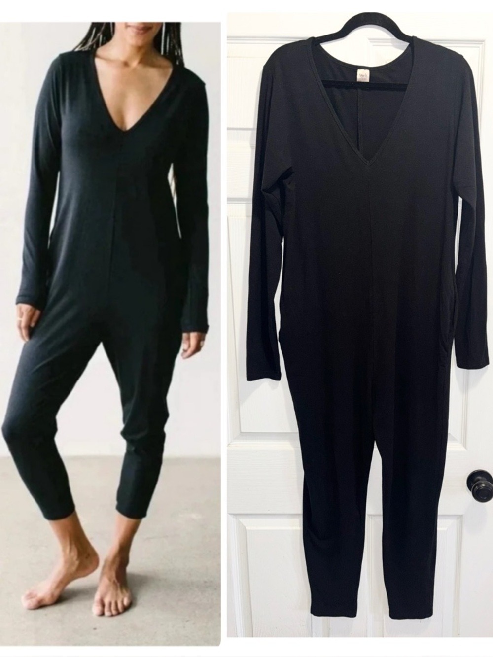 Smash + Tess The Friday Romper Black Long Sleeve Loungewear Onesie Size Medium